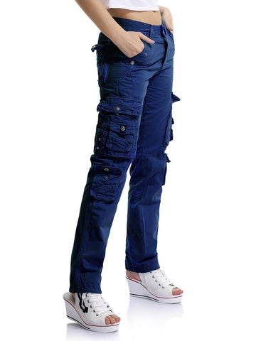 OCHENTA women's cargo pants full front view with multiple pockets for travel and daily use