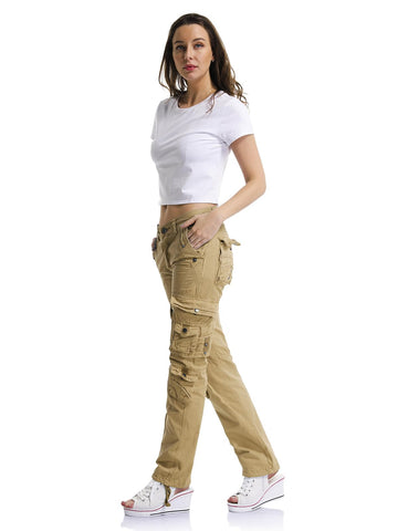 OCHENTA travel-ready cargo pants khaki style supports versatile everyday wear.