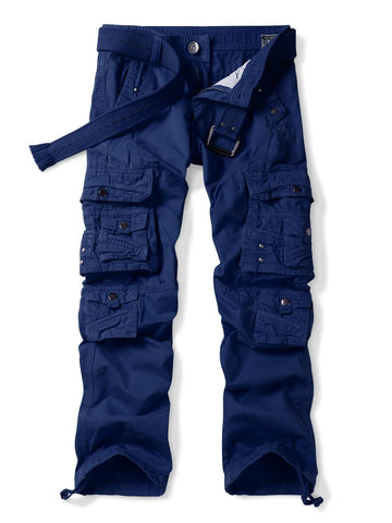 OCHENTA cotton cargo pants straight-leg opening suited for boots and sneakers.