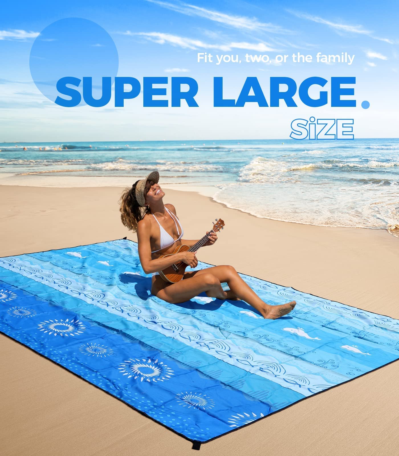 OCOOPA blanket with four sand pockets anchors on windy shores.