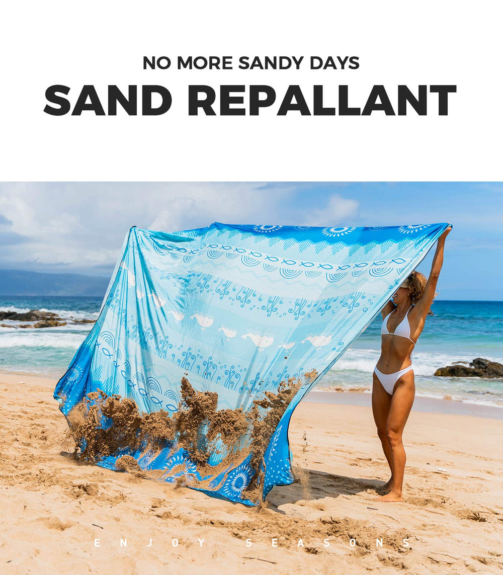 OCOOPA Bohemian Beach Blanket 10x9ft layout demonstrates ample space for group sunbathing.