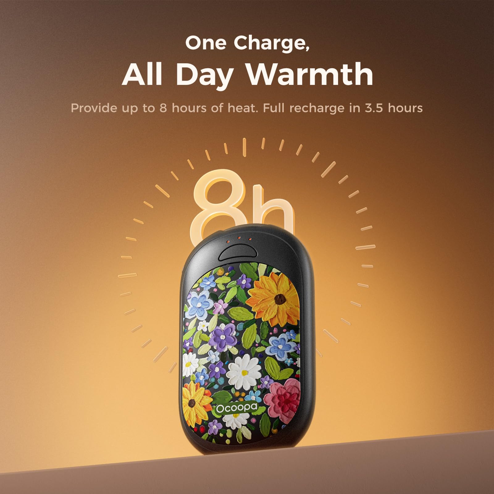 OCOOPA magnetic hand warmers tucked into a glove demonstrating winter-use portability.