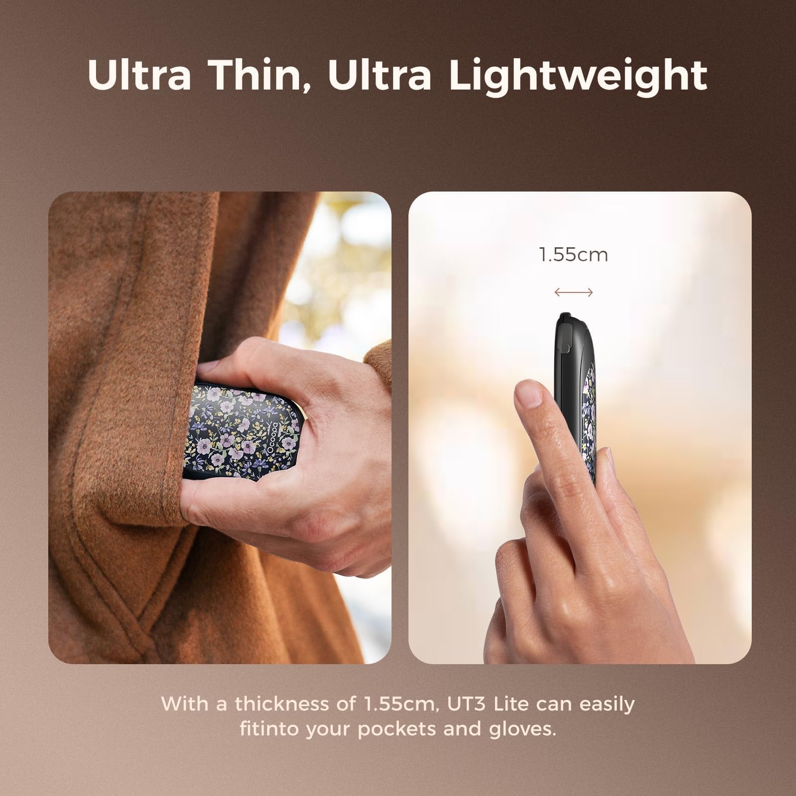 OCOOPA magnetic hand warmers with three heat levels for customizable comfort
