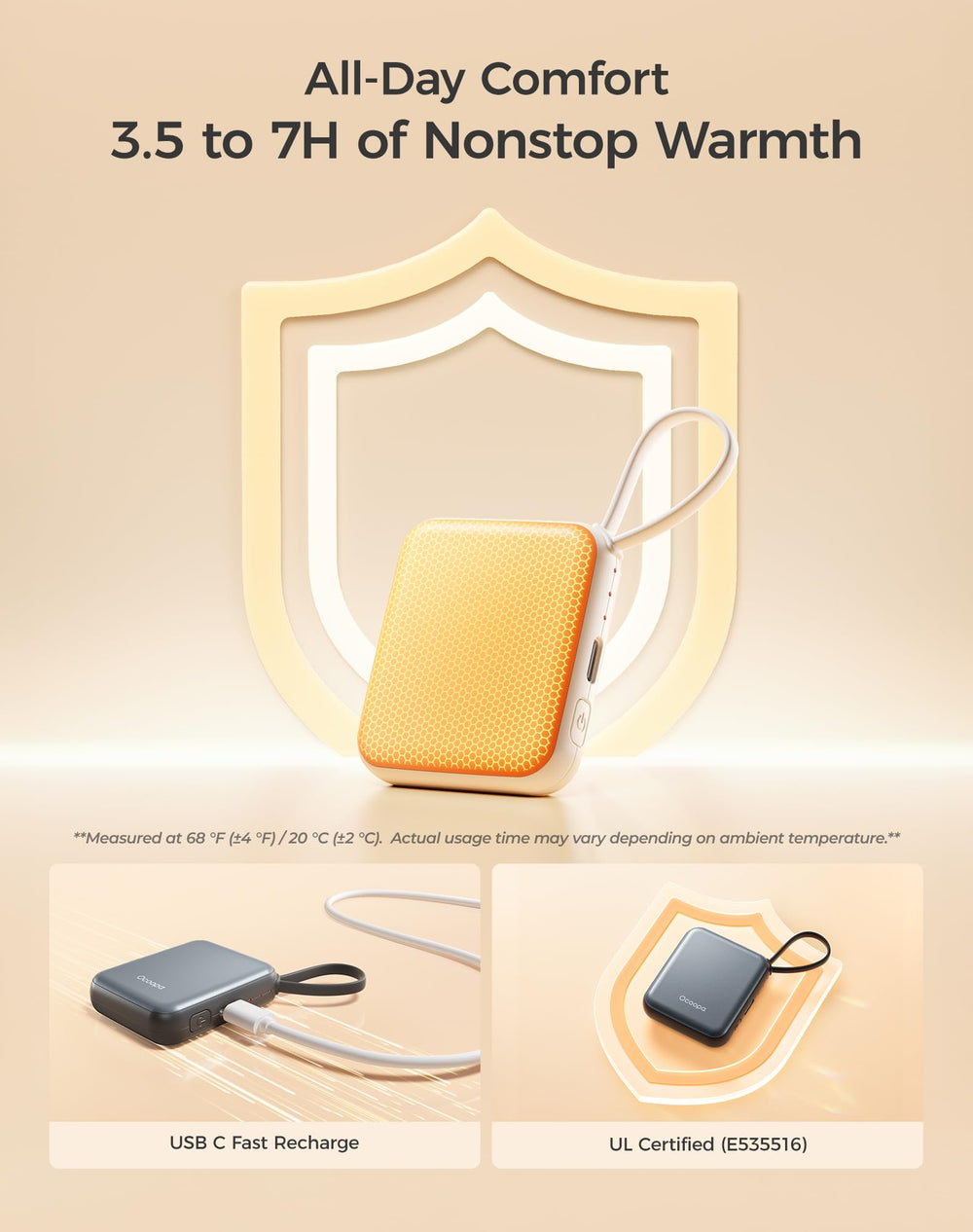OCOOPA UT5 Nano long-lasting power delivers hours of warmth during commutes.