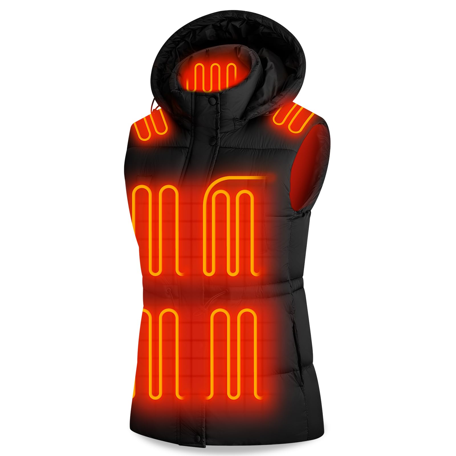 OCQOCQ heated vest women with detachable hood provides flexible warmth for cold days