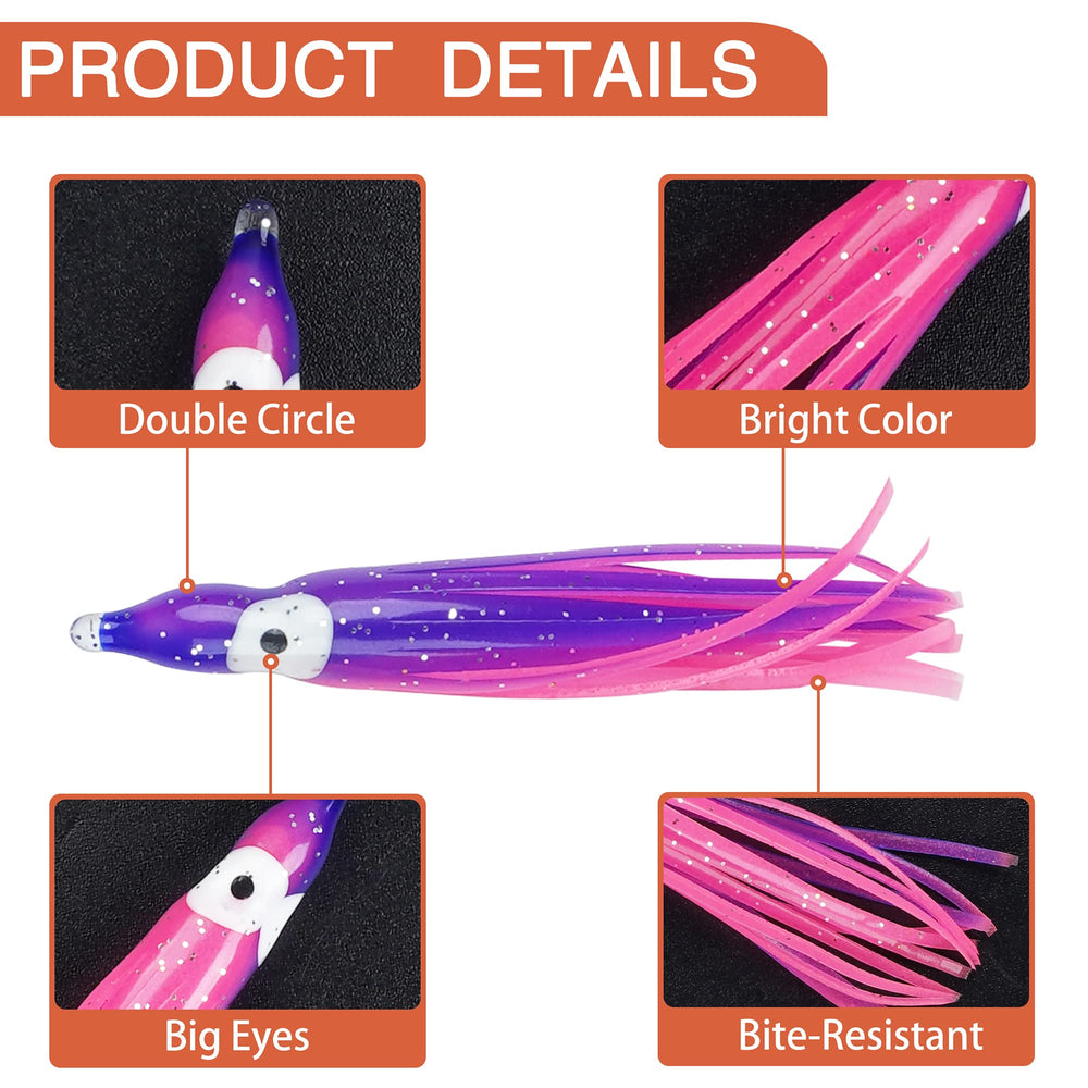 Lifelike eyes on octopus squid skirts lure