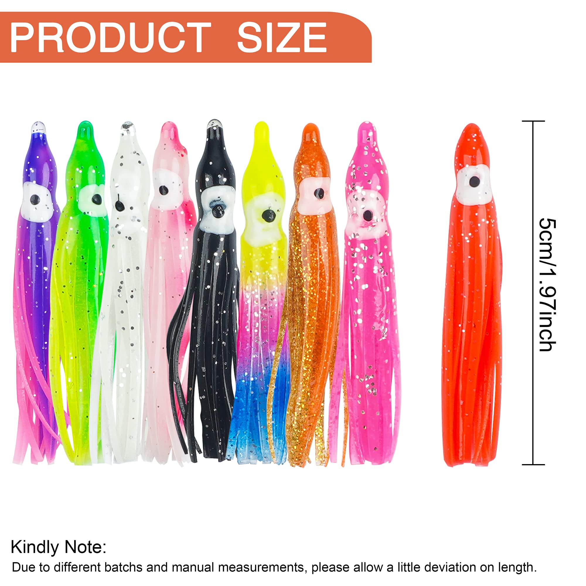 1.97 inch (5 cm) octopus squid skirts lure size reference