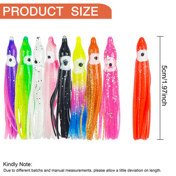 1.97 inch (5 cm) octopus squid skirts lure size reference