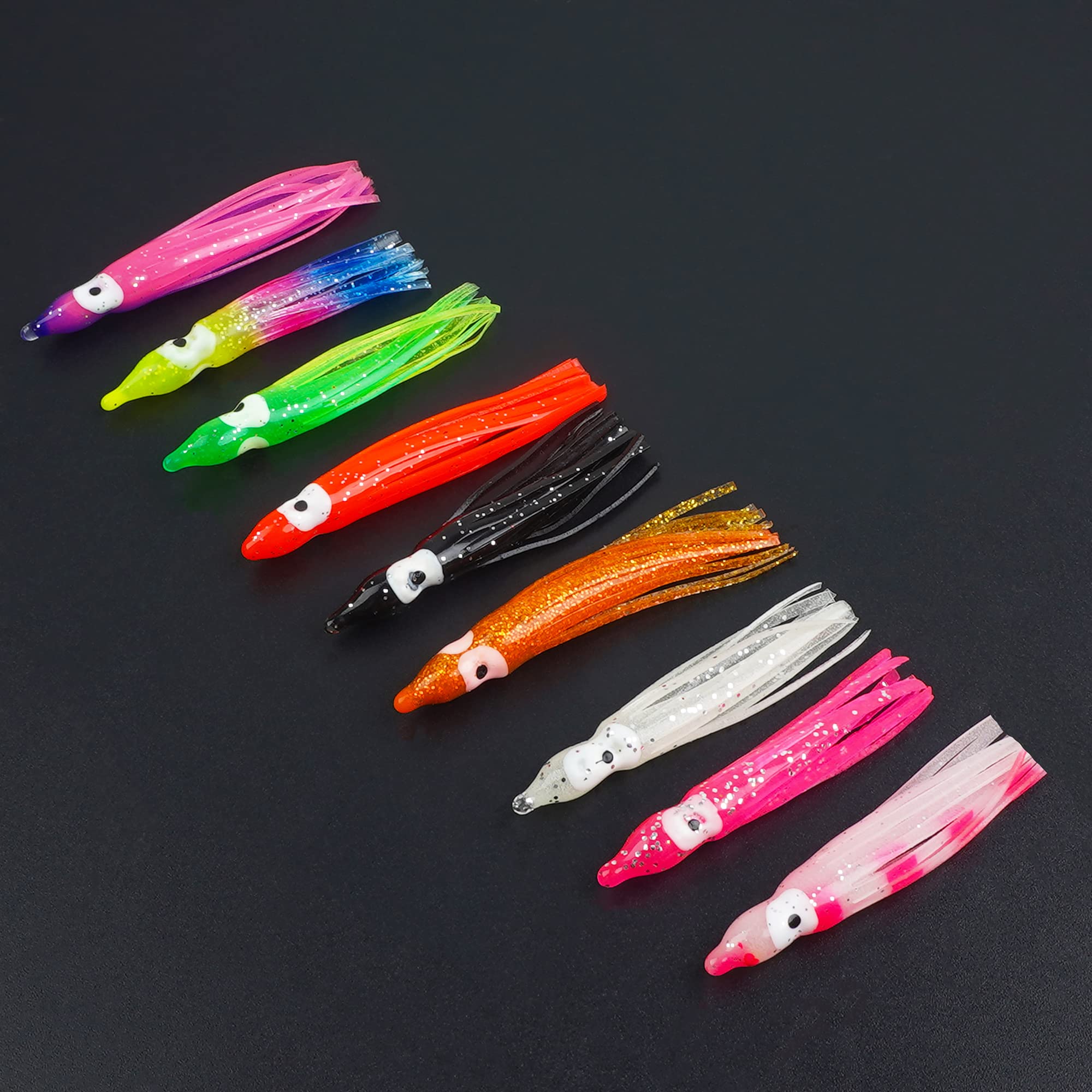 Squid skirt lure rigged on hook for bass and trout fishing