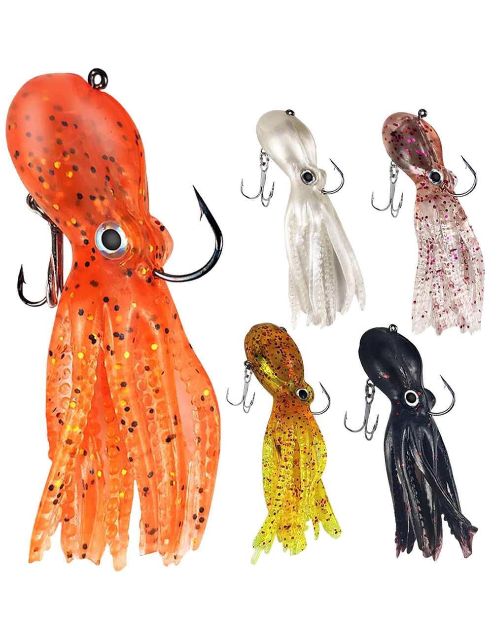 Soft octopus swimbait lure in yellow color with skirt tail