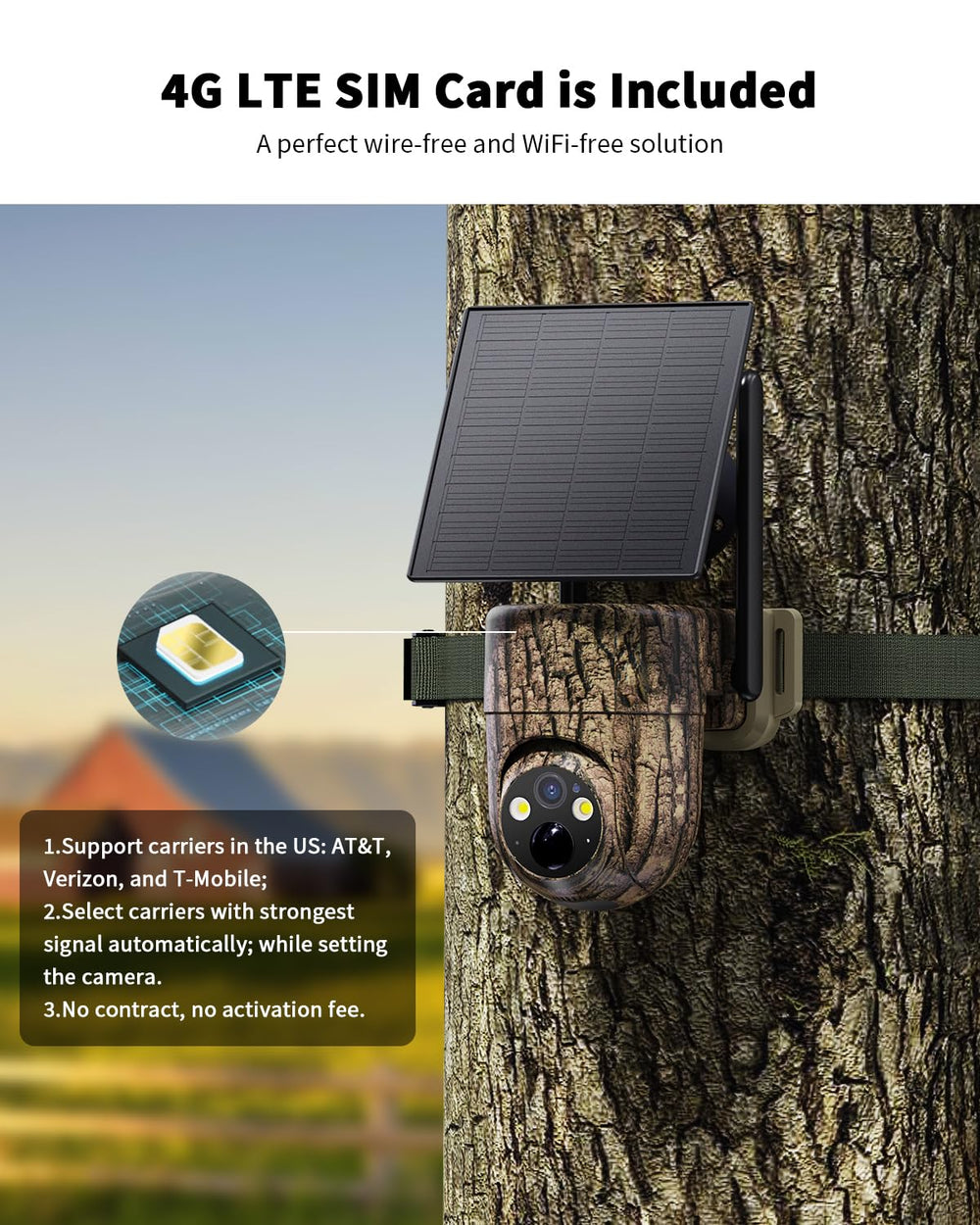 Oculview cellular trail camera solar panel image highlights endless power for remote surveillance.
