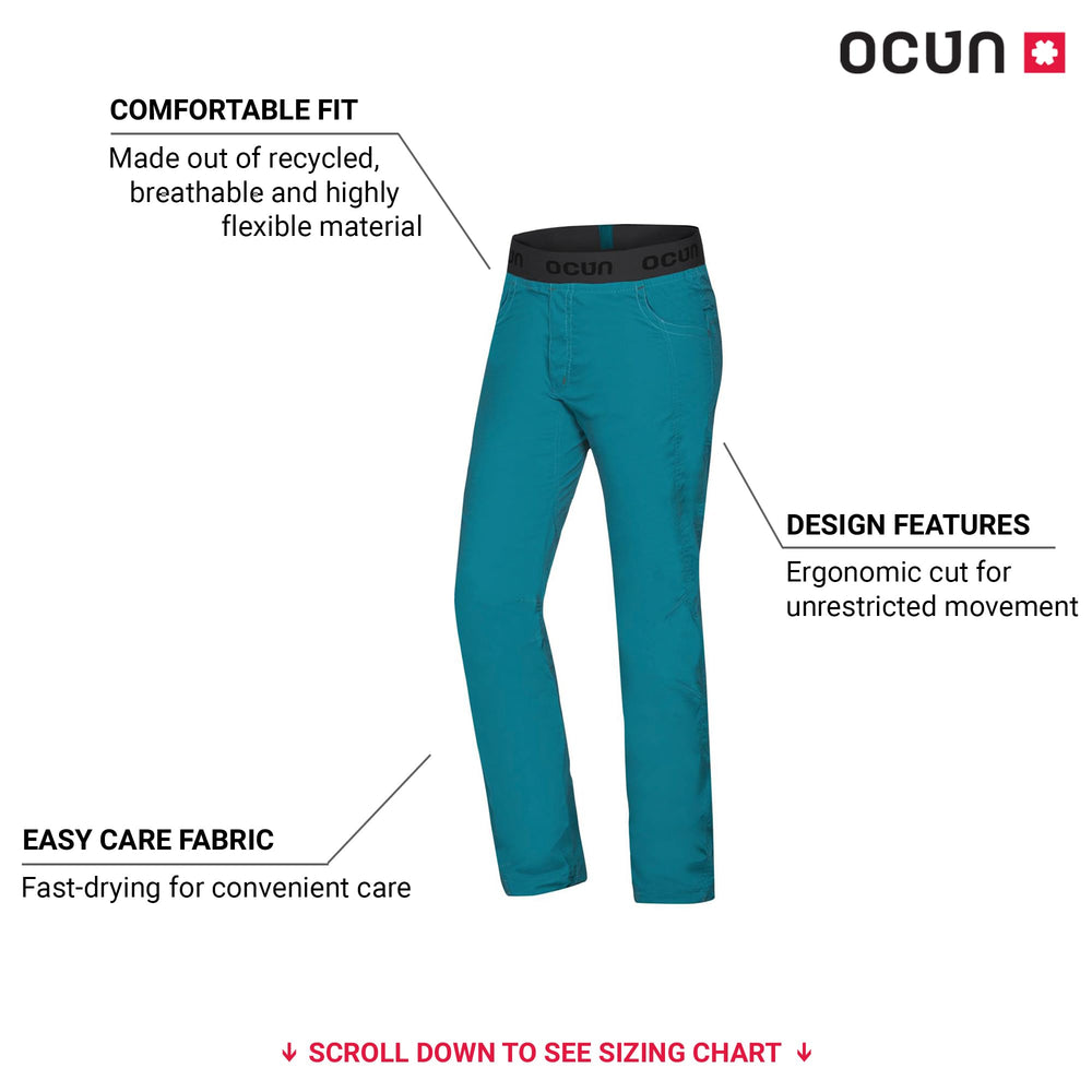 Ocun Men’s Mania Eco Pants brush pocket highlights convenient tool access during climbs.
