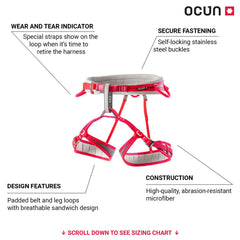 Ocun Neon 3 women's harness pink full wear shows comfort ready fit for long sessions.
