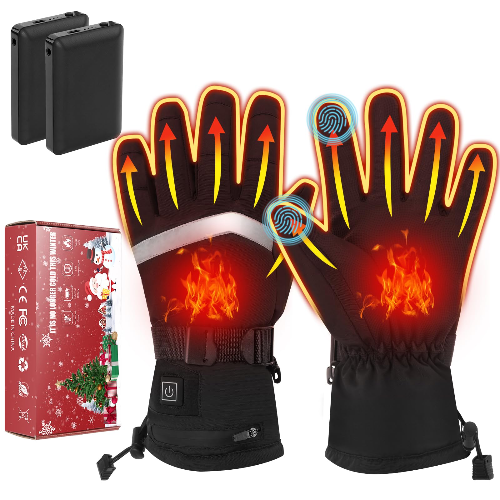 Oddfah heated gloves front view show ergonomic warmth for winter