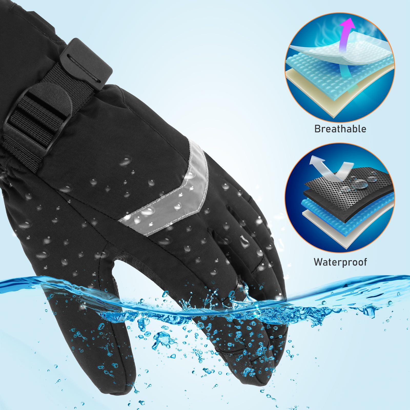 Oddfah heated gloves waterproof and windproof fabric keeps hands dry