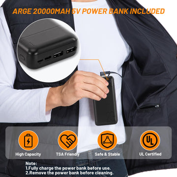 Oddfah heated vest warmth level display shows high, medium, and low options