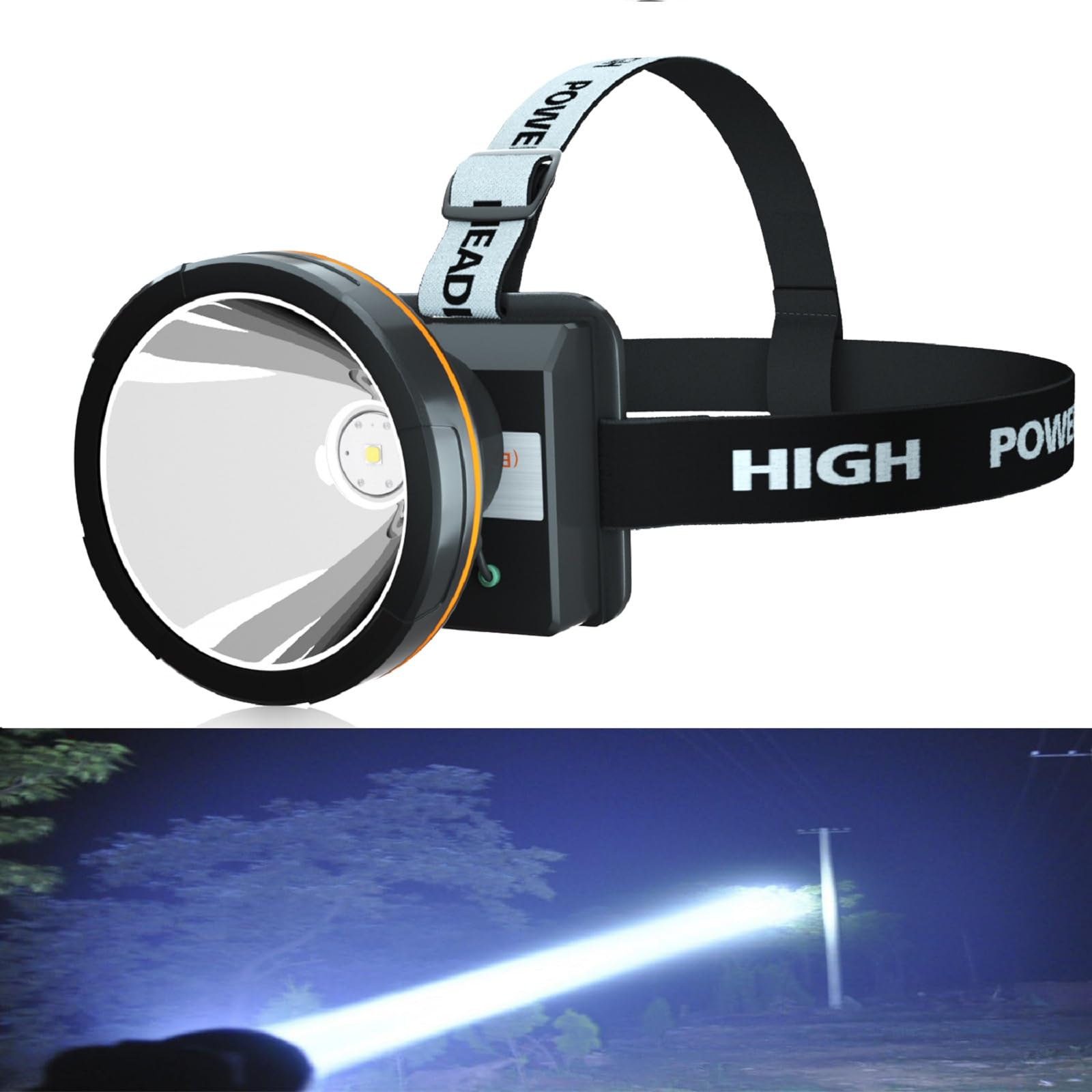 ODEAR super-bright headlamp front view for outdoor visibility and night activities.