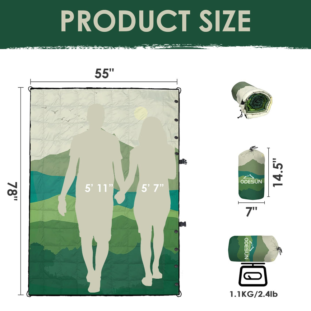 ODESUN down-alternative blanket packable design emphasizes lightweight portability.