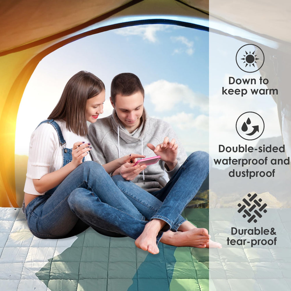 ODESUN down-alternative blanket worn as a cloak for quick warmth on chilly evenings.