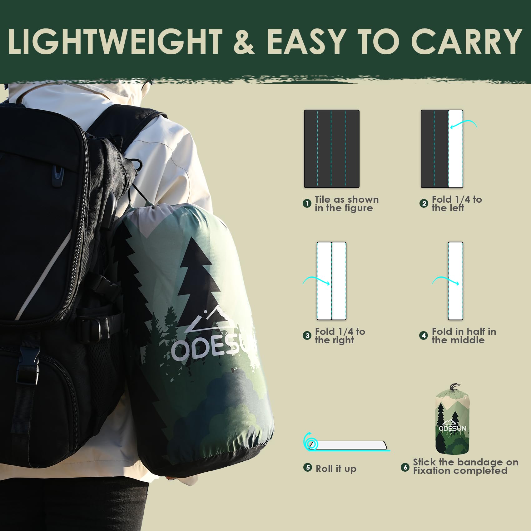 ODESUN packaging illustrates gift-ready option for camping enthusiasts.