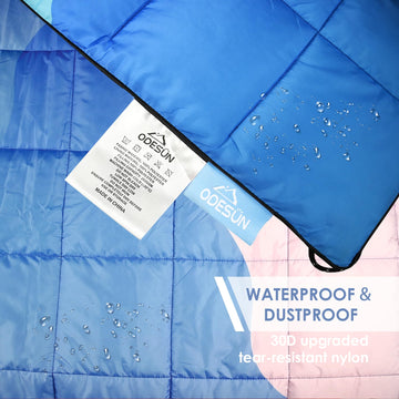 ODESUN Puffy blanket size 78x55 shown for full-body coverage on chilly evenings.