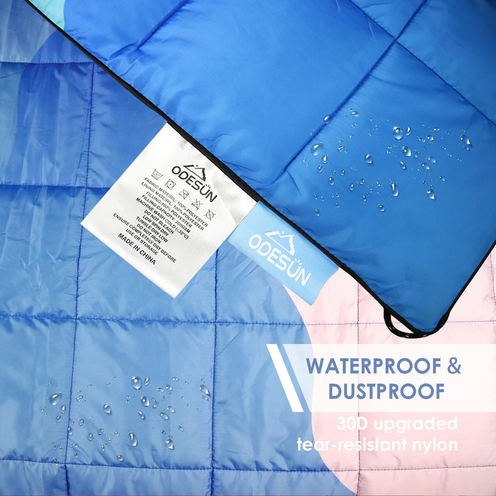 ODESUN Puffy blanket size 78x55 shown for full-body coverage on chilly evenings.