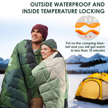 ODESUN puffy-down blanket close-up reveals breathable warmth and soft fabric texture.