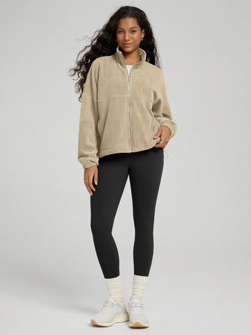 ODODOS cinched-hem jacket showing adjustable fit for cropped or relaxed styles