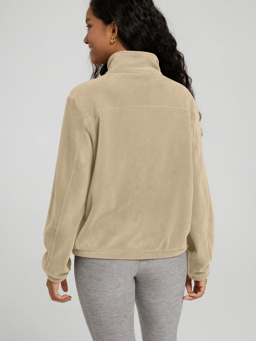 ODODOS polar fleece jacket sandstone pocket detail for secure essentials.