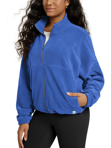 ODODOS women's polar fleece jacket in full-zip view delivering warmth for daily wear.
