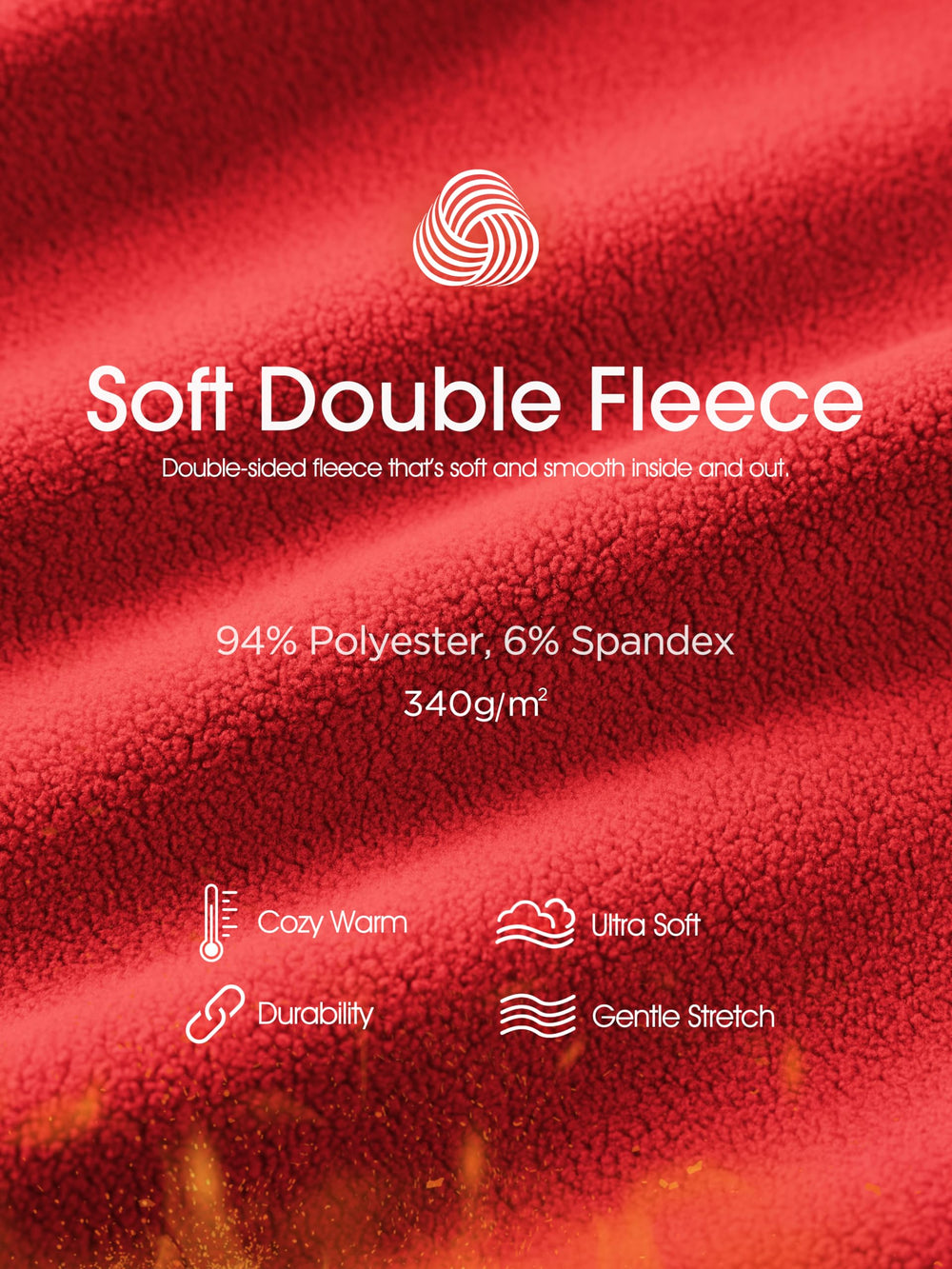 ODODOS jacket red closeup fabric reveals soft brushed texture