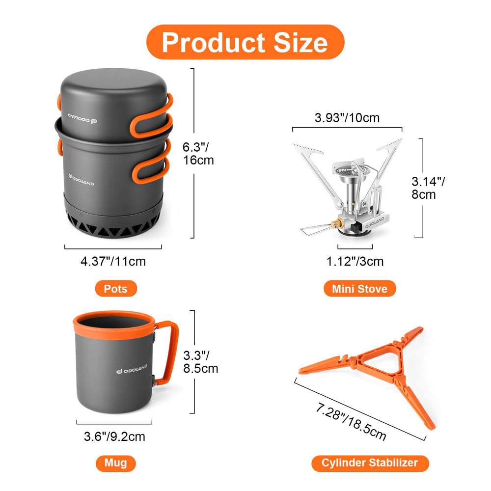 Odoland 0.6L camping pot shows lightweight design for quick boiling outdoors.