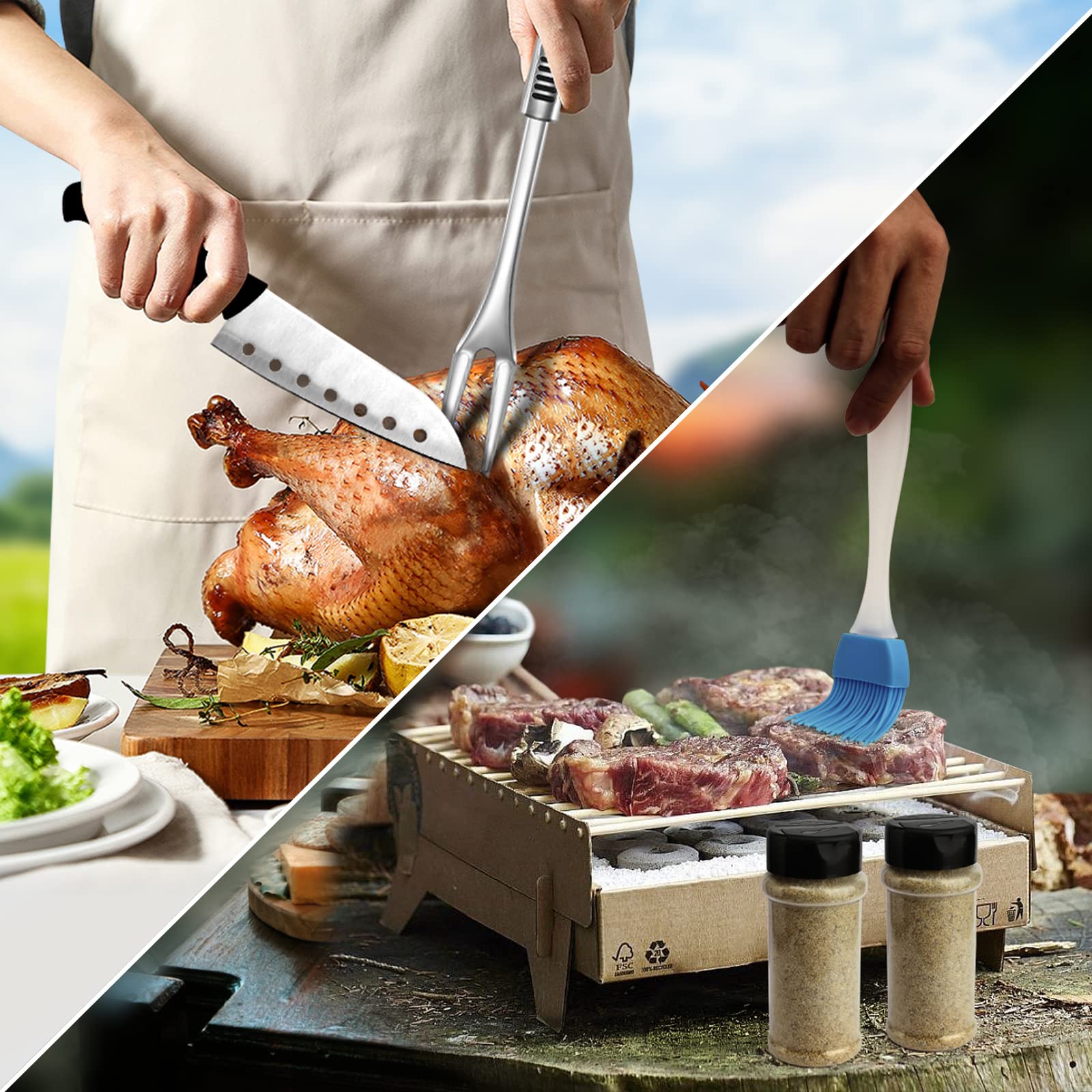 Odoland barbecue fork for secure grilling outdoors