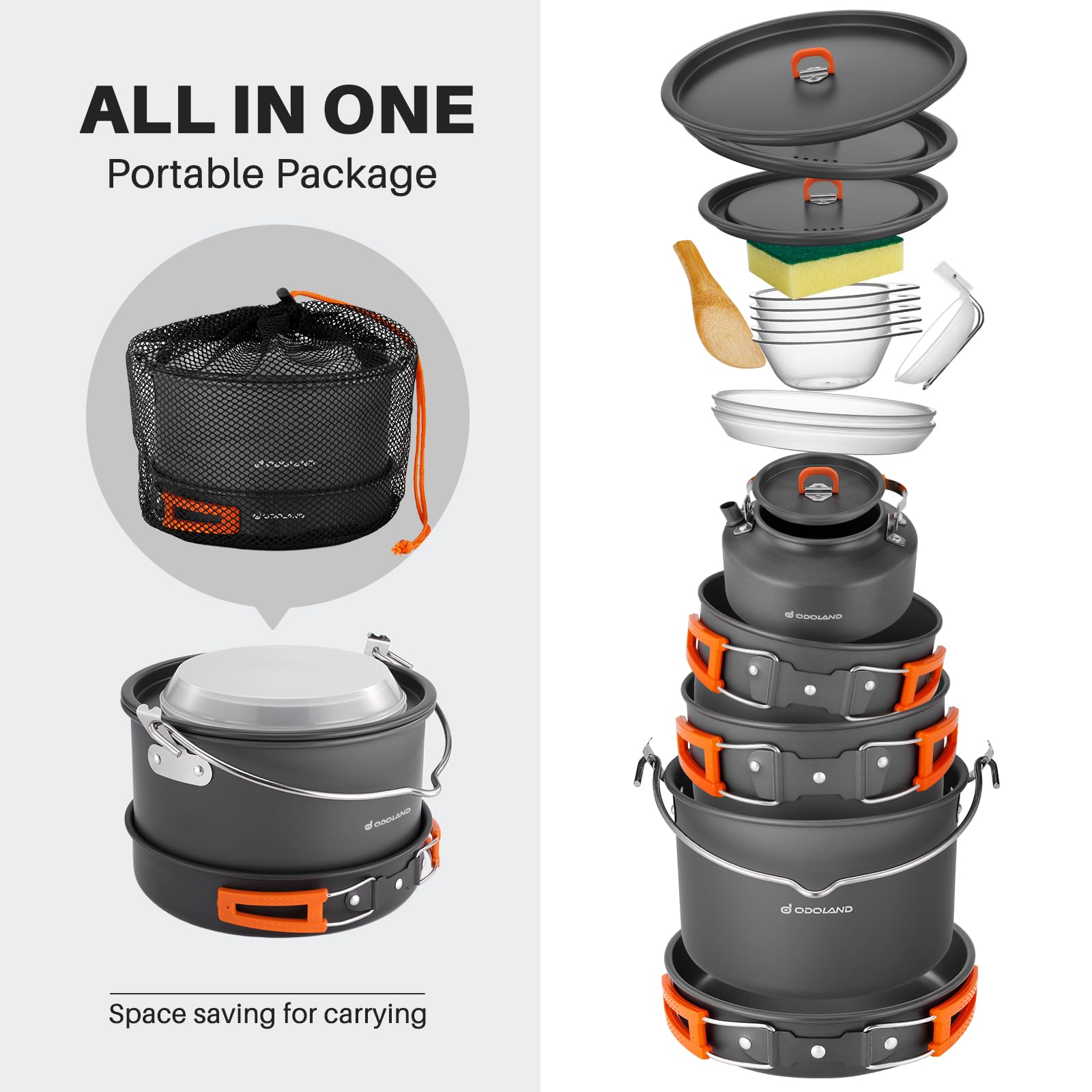 Odoland 2.9L pot – large capacity for family camp meals.