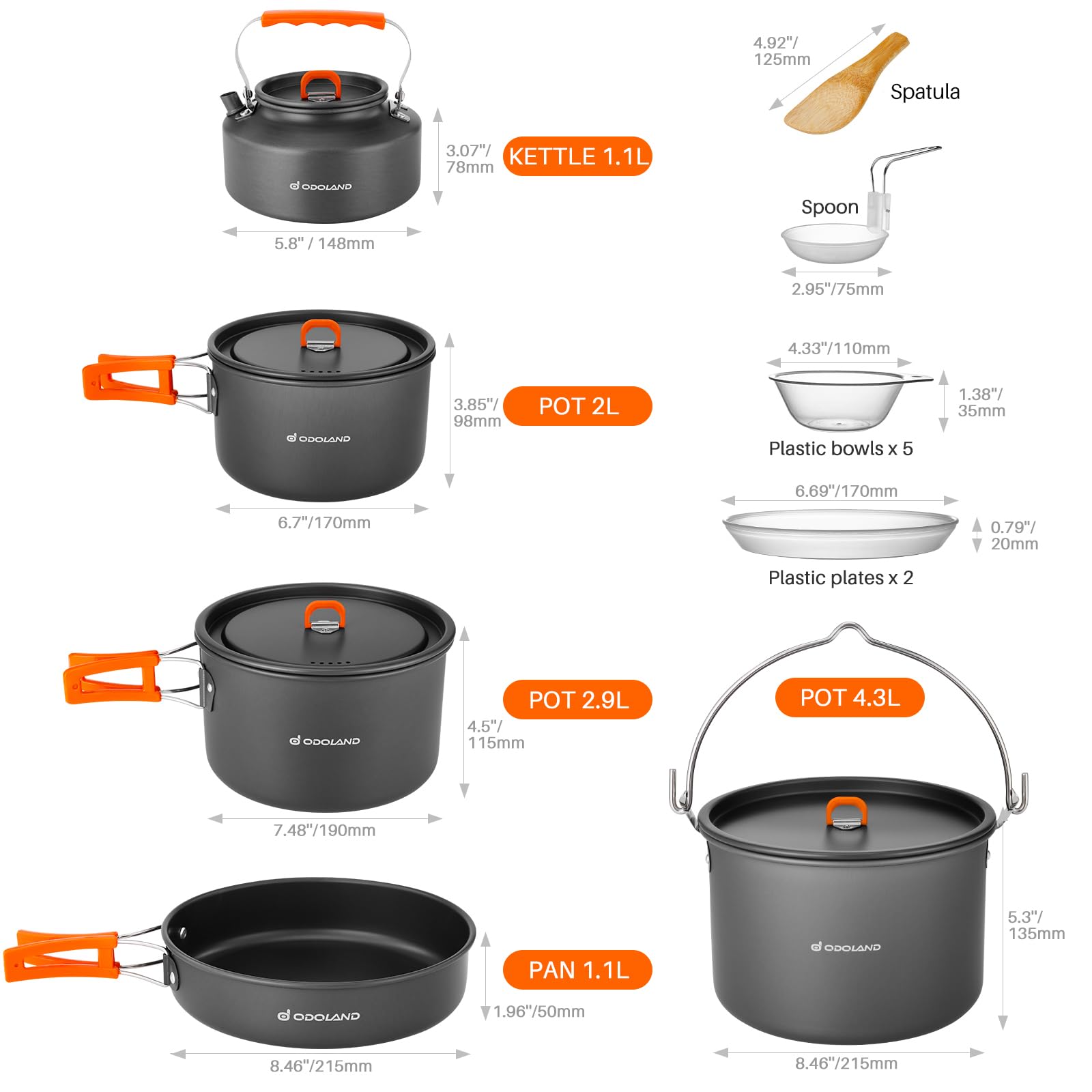 Odoland 4.3L hanging pot – convenient over-fire camp cooking.