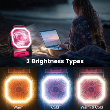 Odoland 20,000mAh battery camping fan side view powers outdoor comfort.