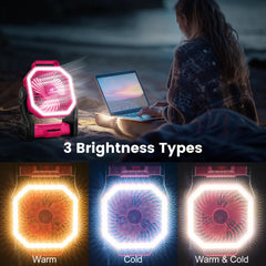 Odoland 20,000mAh battery camping fan side view powers outdoor comfort.