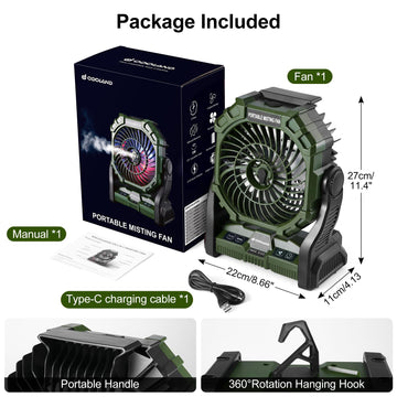 Odoland 20000mAh rechargeable battery powers extended outdoor use and emergency charging.