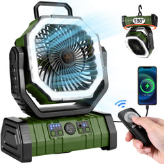 Odoland 30000mAh camping fan with LED lantern for portable tent lighting