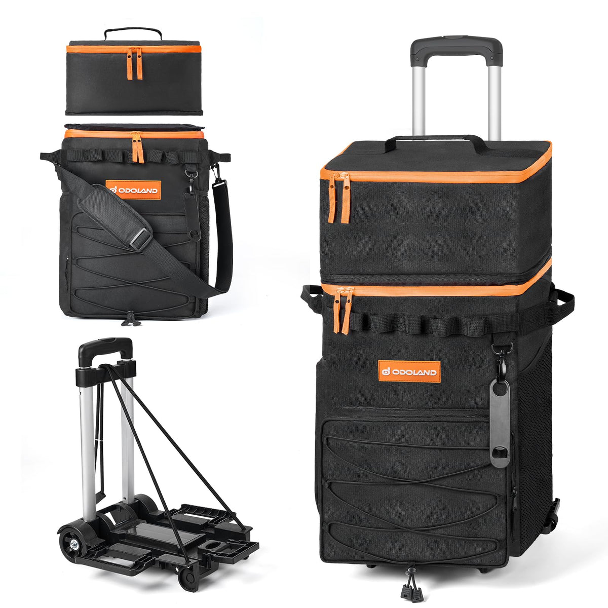 Odoland 48-72 cans soft cooler with wheels for beach trips.