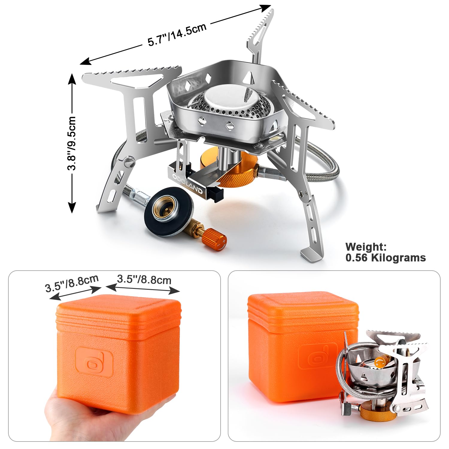 Odoland 6800W foldable stove with carrying case for easy backpacking.