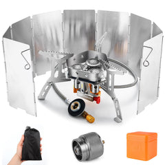 Odoland 6800W windproof stove with windscreen for efficient outdoor cooking.