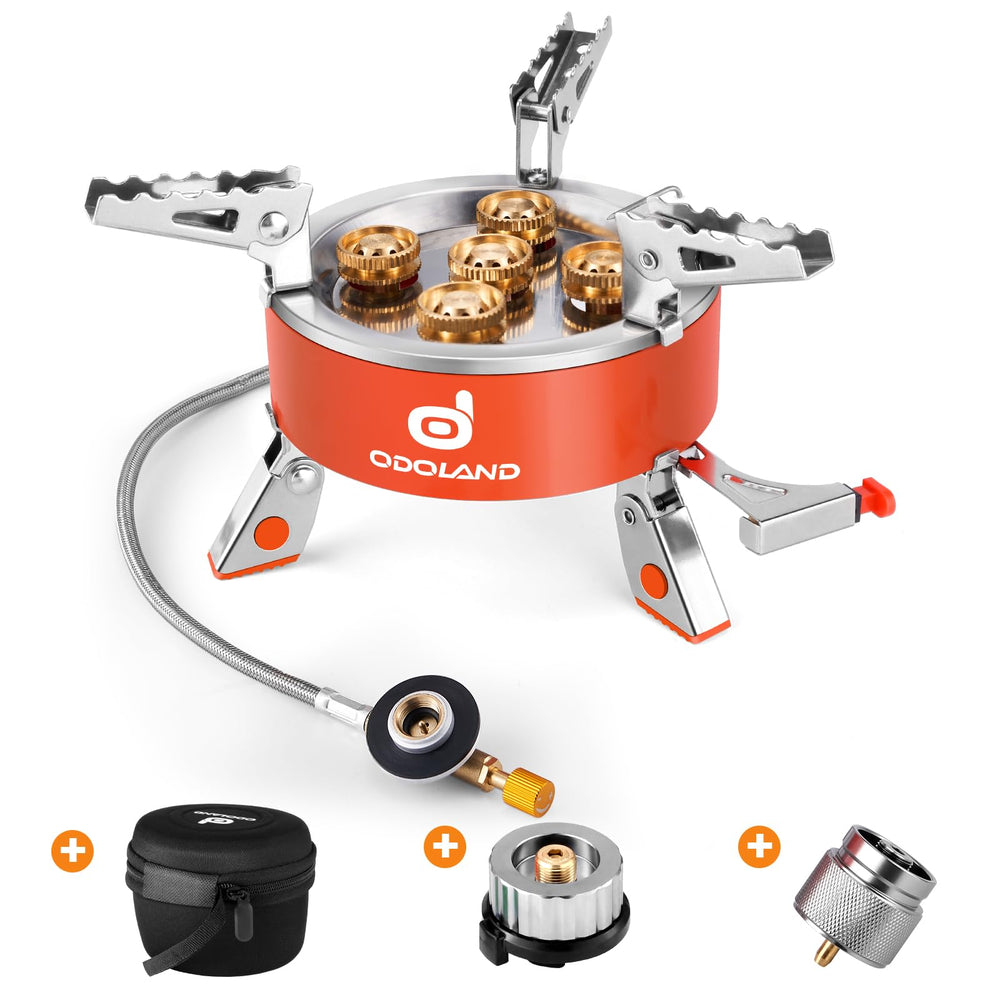 Odoland 9000W stove-assembly demonstrates fast setup for outdoor cooking on camping trips.