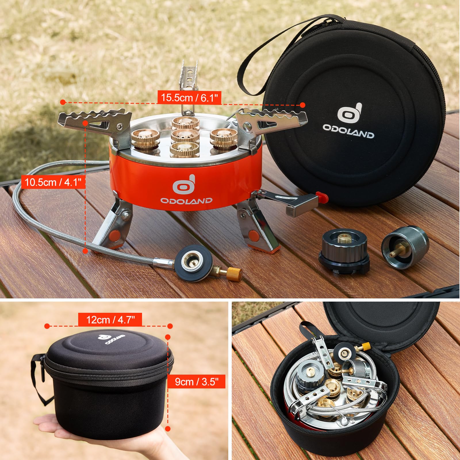 Odoland 9000W stove-eva-box provides safe, organized transport for outdoor cooking gear.