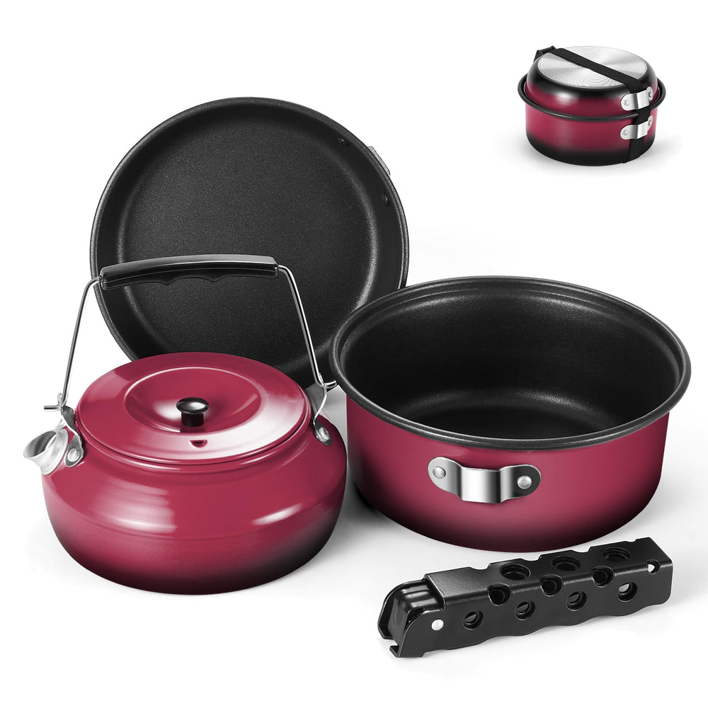 Odoland camping cookware 1-2L pot view shows compact design for backpacking meals
