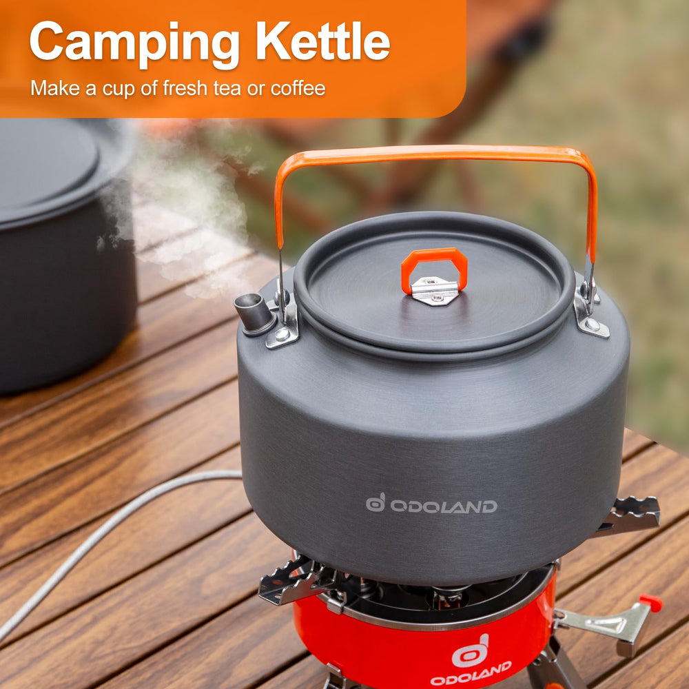 Odoland camping mess kit compact-storage emphasizes lightweight, packable gear for trips.