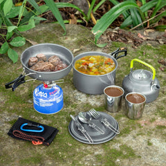 Odoland camping cookware pan nonstick for fast browning while backpacking
