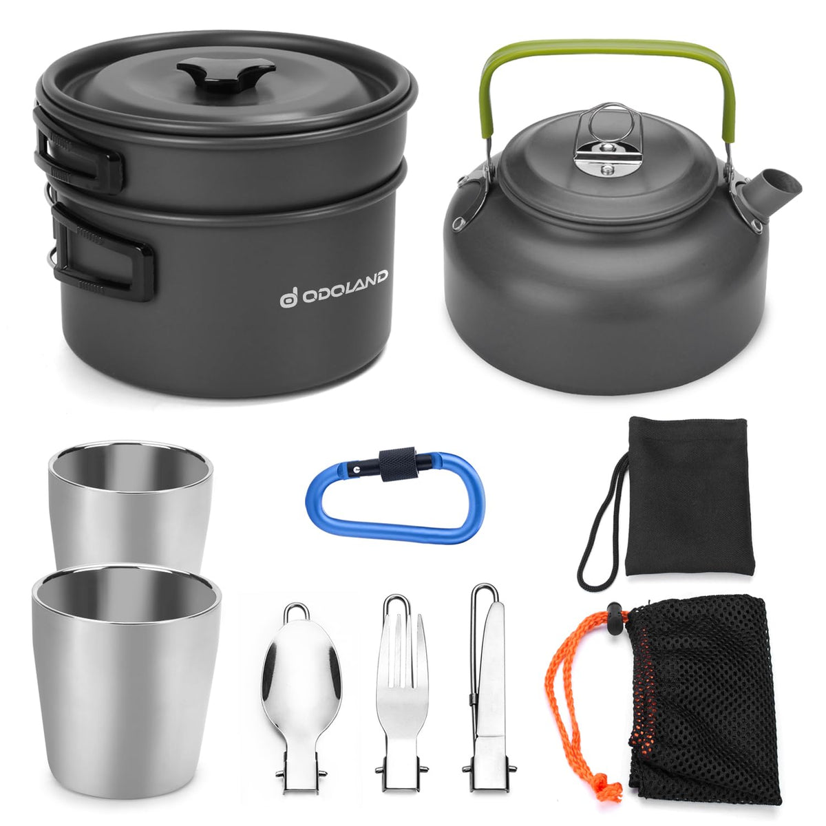 Odoland camping cookware pot nonstick for quick, easy cleanup on trails