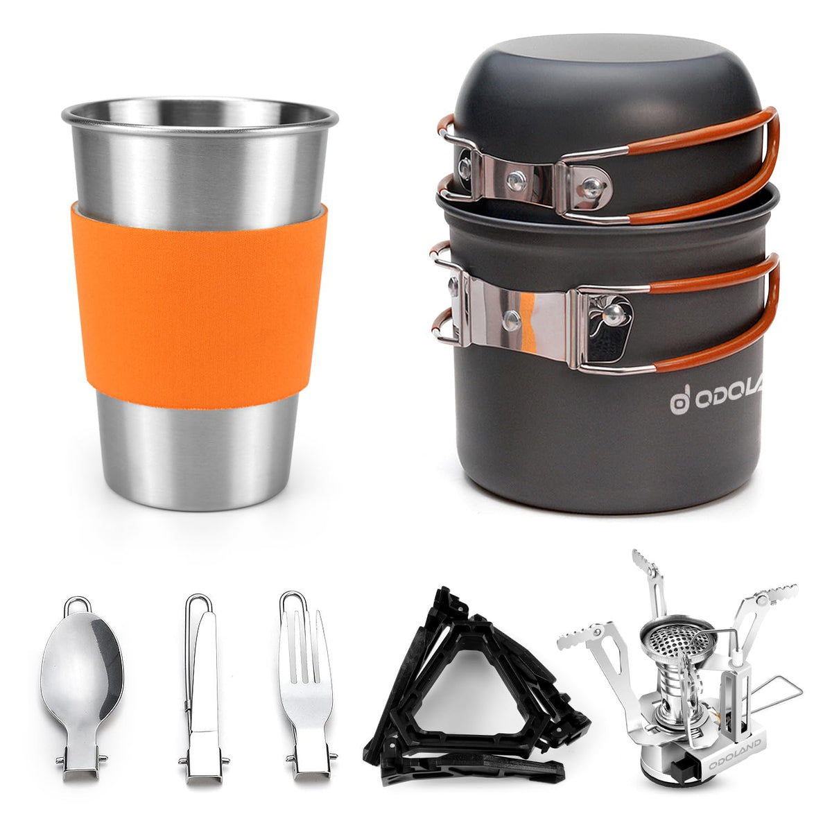 Odoland camping stove folded compact for backpacking and storage