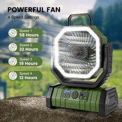 Odoland camping fan with 270 degree swivel head for precise airflow